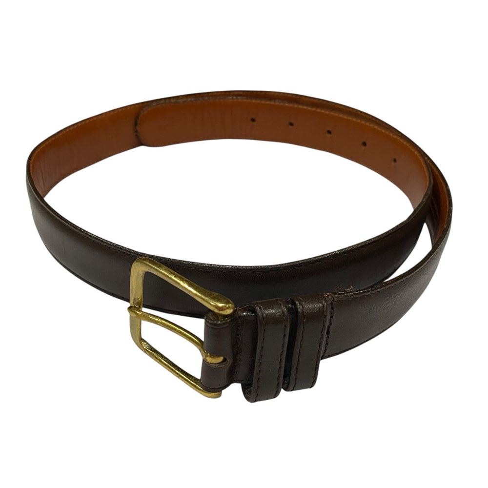 COACH MOCHA LEATHER BELT WITH BRASS BUCKLE SIZE 34 -UNISEX -DARK BROWN